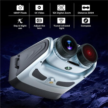 Óculos de Visão Noturna 4K com Tela IPS de 4,0", Binóculos de 48 MP com Zoom Digital de 8x e Infravermelho com Alcance de Até 300 Metros, Bússola