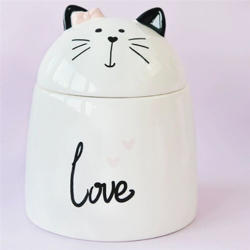 Cartoon White Cute Ceramic Collection Commemorative Jar Cat Shaped Ceramic Storage Jar 1