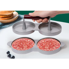 Double Head Burger Press Aluminum Hamburger Patty Maker for Grill Kitchen Easy Clean Ergonomic Handle