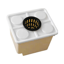 Hydroponic Growing Bucket with Siphon Elbows, Controlled Drain System, 1 Hole Lid for Vine Crops