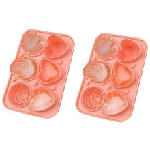 2X Roses Ice- Mold, Heart Shape Ice- Tray, Silicone Ice Mold, Ice Maker for Whiskey Cocktails Drinks,