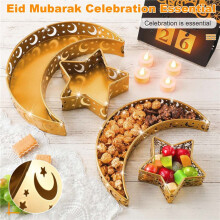 Eid Mubarak Food Trays Metal Moon Star Shaped Eid Mubarak Islam Muslim Food Serving Tray A