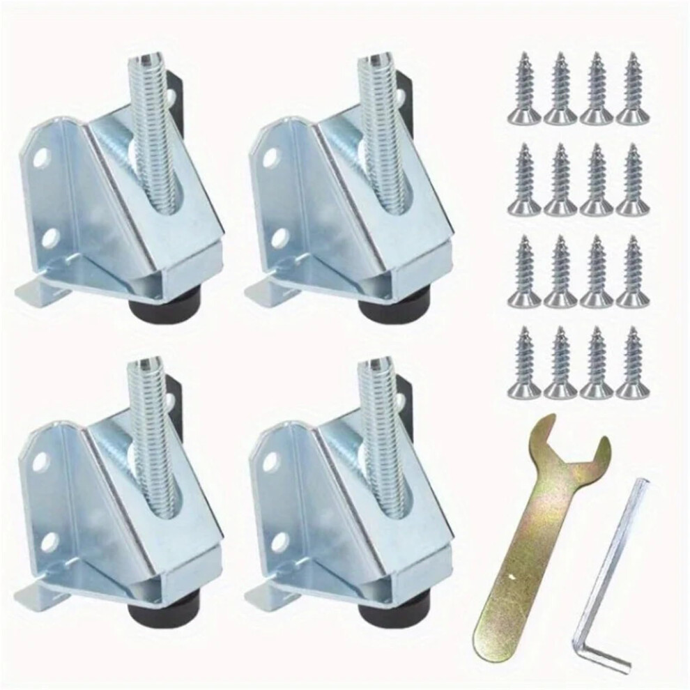 8Pcs White Lshaped Adjustable Furniture Leveling Feet Heavy Duty Cabinet Levelers With Antislip Pad 9330225287865