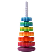 Girl Boy Stacking Toys for Toddlers 1-3, Rainbow Ring Stacker Montessori Toys Christmas Birthday Gifts 6 Disc