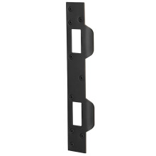 Heavy Duty Door Strike Plate Black, Durable Metal Reinforcement Plate with Double Hole Design for Enhanced Door Security