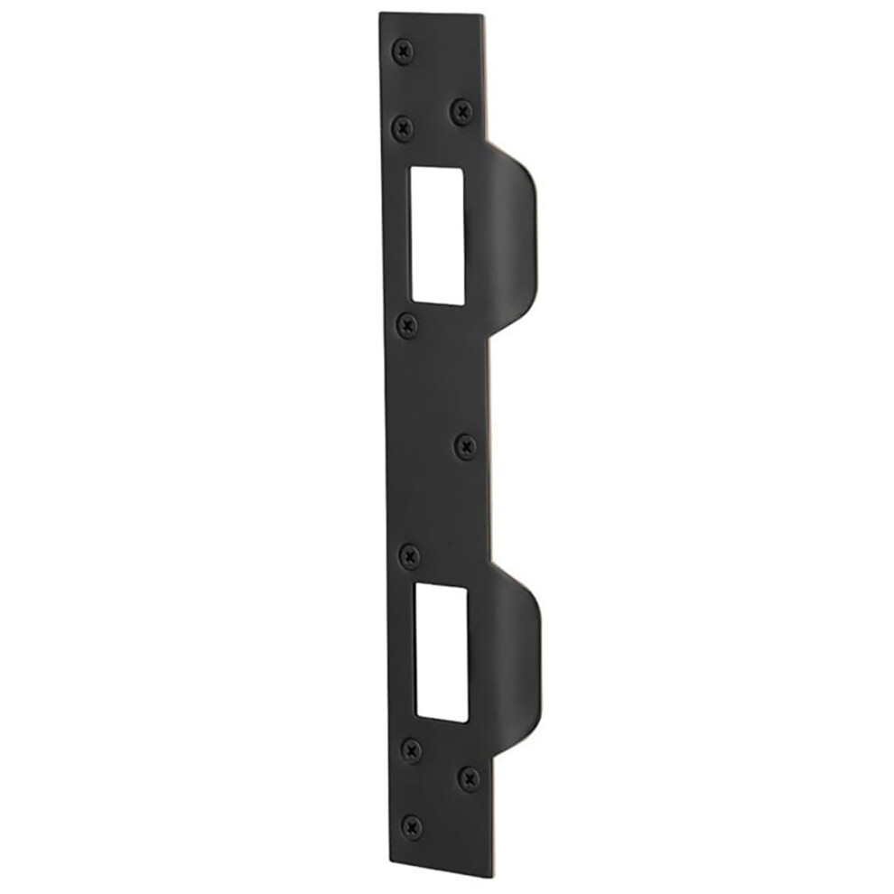 Heavy Duty Door Strike Plate Black, Durable Metal Reinforcement Plate With Double Hole Design For Enhanced Door Security 9771547815945