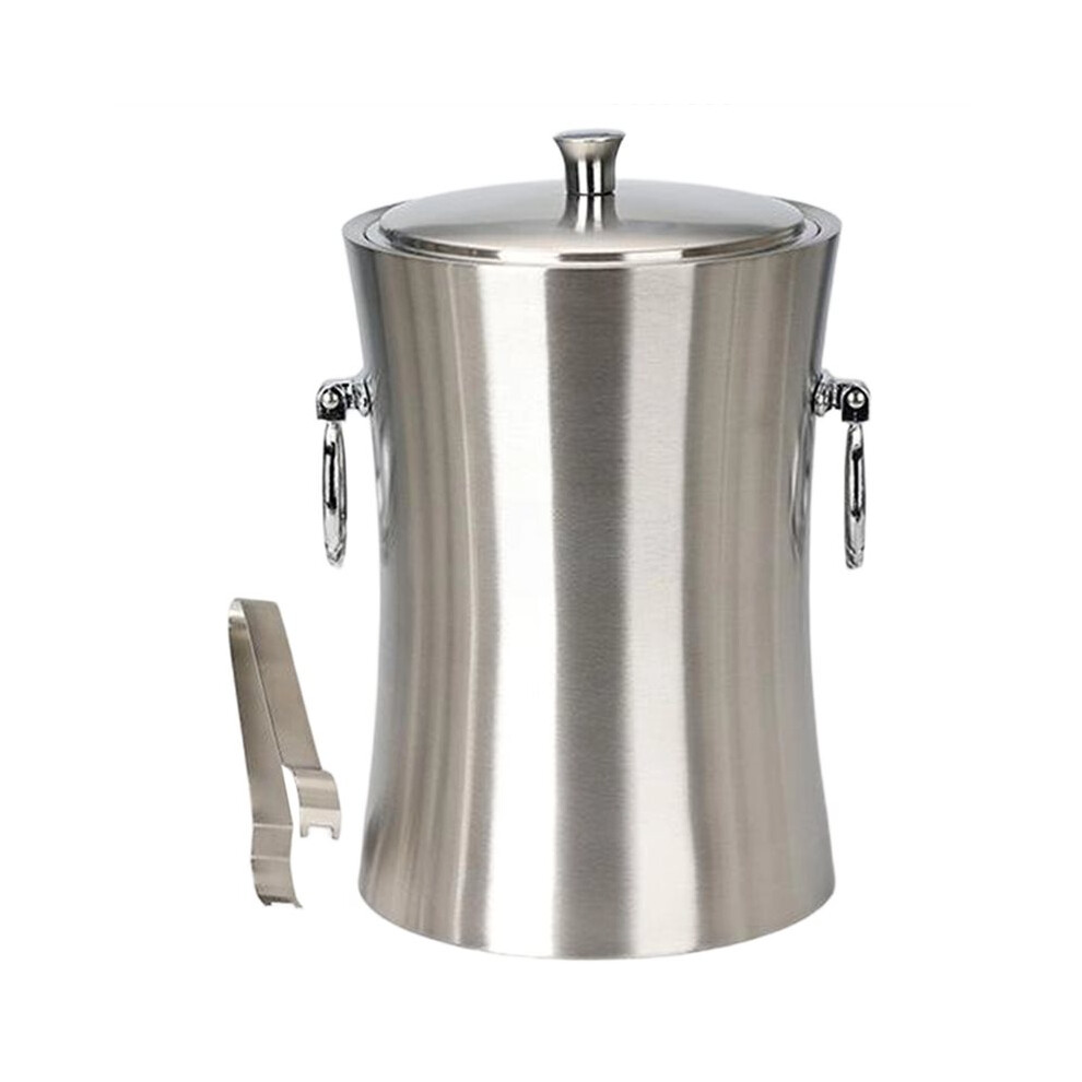 Double Stainless Steel Ice Bucket With Handle Round Small Beer Bucket Bar Ktv Tool Ice Ice Clip Champagne Bucket Grain 6033652605761