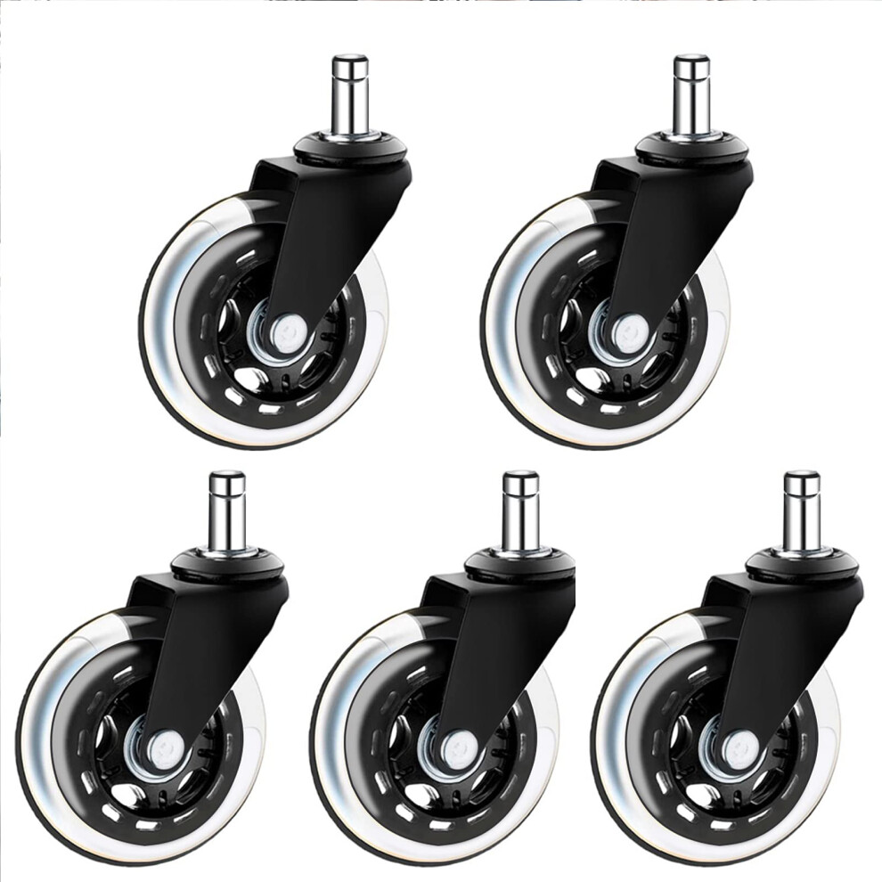 Office Chair Caster Wheels Set Of 5, Heavy Duty Style For Rollerblade For Hardwood Floors, Smooth Quiet Rolling 9073542957676