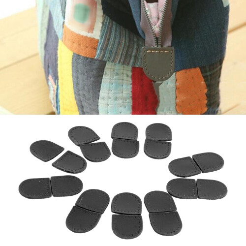 40PCS Zipper Stopper Genuine Leather Black 1