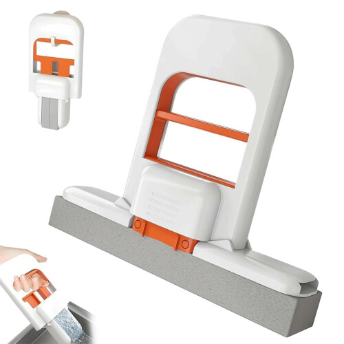 Mini Foldable Desktop Mop with SelfSqueeze Sponge, Gentle Scratch Cleaning for Kitchen and Bathroom
