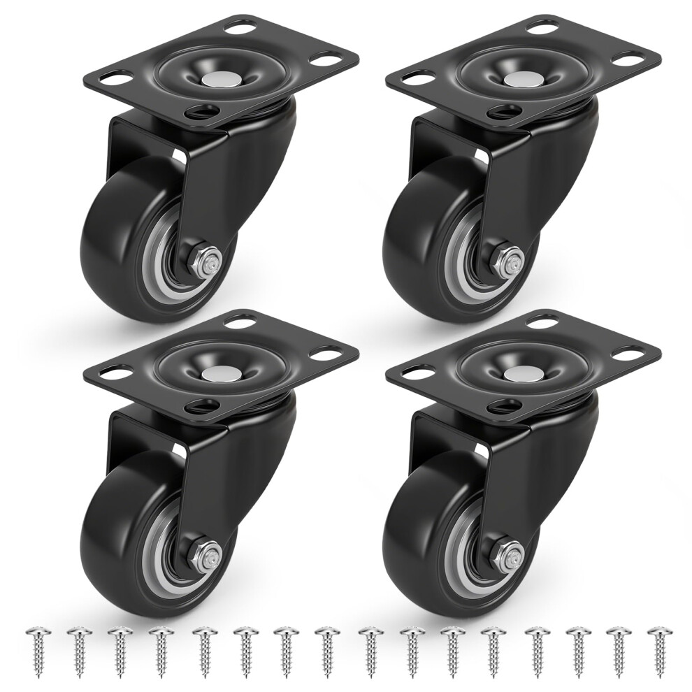 2 Inch Heavy Duty Swivel Caster Wheels Set Of 4 Â 360 Rotation Polyurethane Casters With Plate For Furniture And Carts 9351714438957