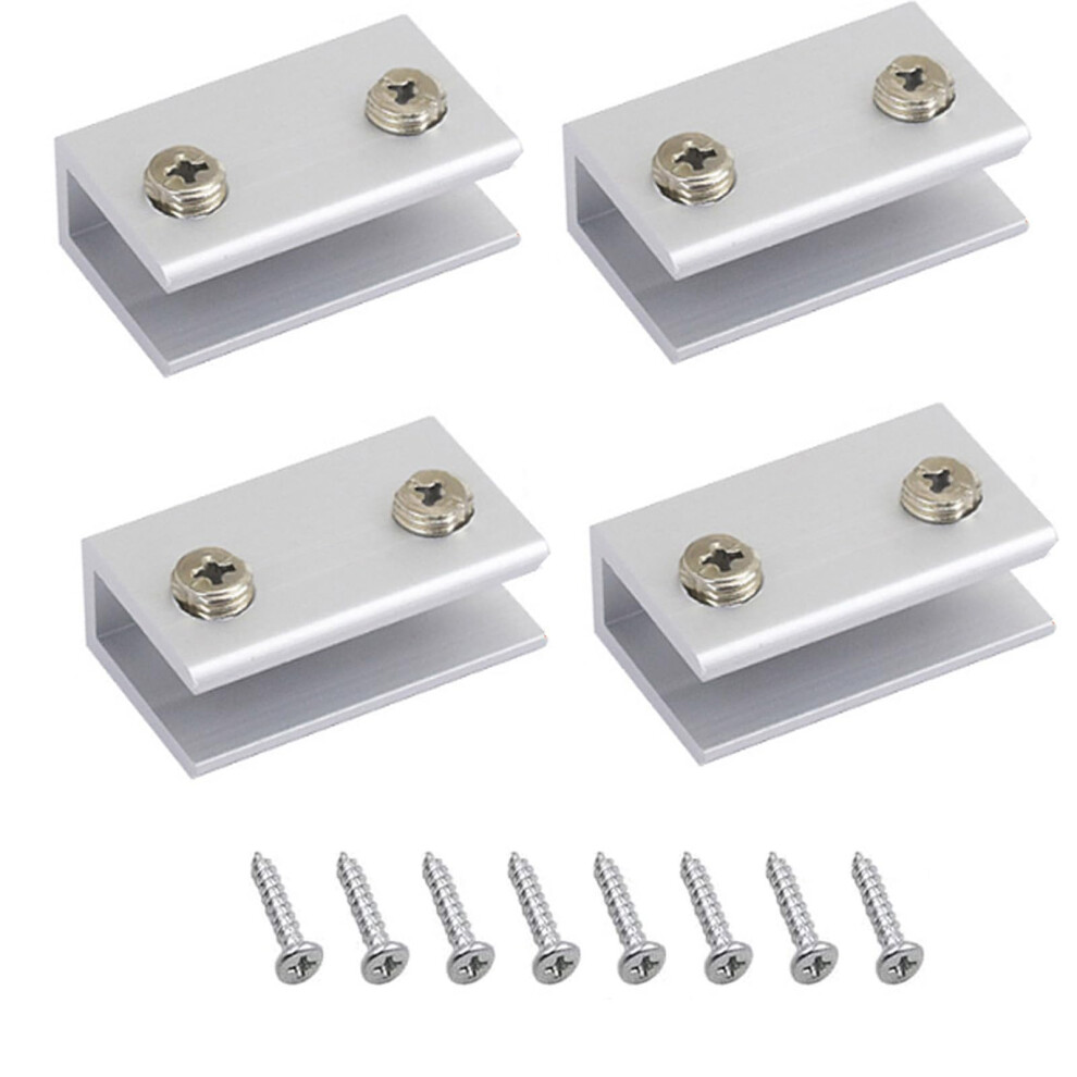 Silver Aluminum Alloy Glass Shelf Brackets For 58Mm Glass, Wall Mounted Clamps With Antislip Grip (4 Pcs) 9351714438964