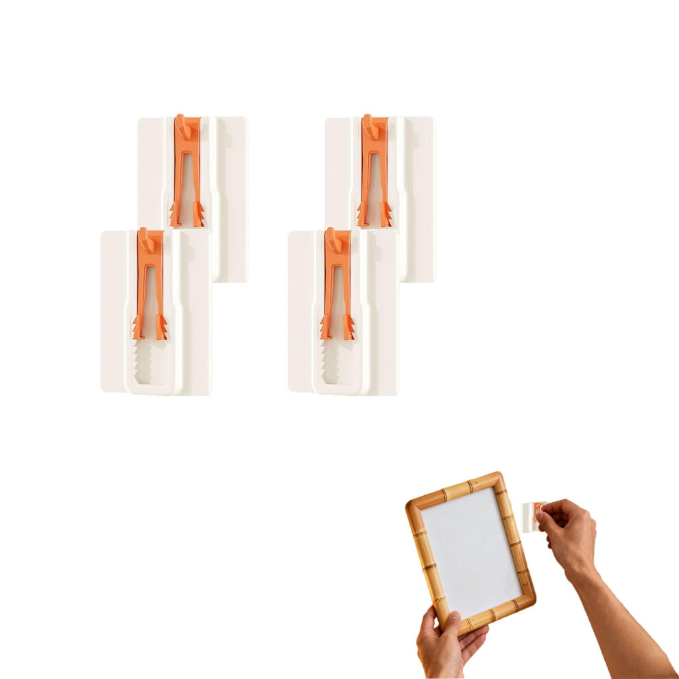4 Pieces Adhesive Picture Hangers Adjustable No Damage Wall Hooks For Frames, Reusable And Easy Alignment 9073542957805