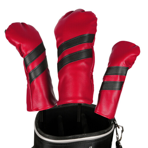 PU Club Headcover Rotatable Label 3 Size Red 242g 1