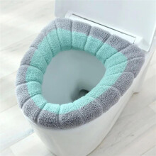 2Pcs Knitted O Shape Toilet Seat Cover Warm Thick Soft Cushion for Winter Bathroom (Gray Green)