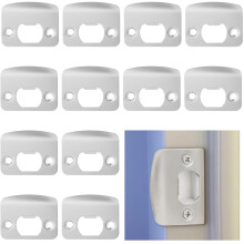 12 Pcs Stainless Steel Door Strike Plate Set, Heavy Duty Reinforcement for Wooden Doors, Silver Finish