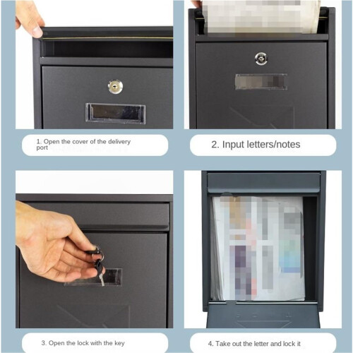 Modern Wall Mounted Mailbox, Lockable Outdoor Mailbox with Secure Design and Durable Galvanized Steel 2