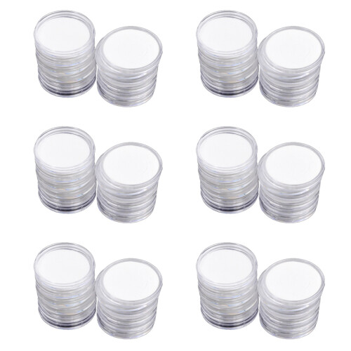 180 Pcs 46mm Coin Cases Capsules Holder Applied Clear Plastic Round Storage Box 1