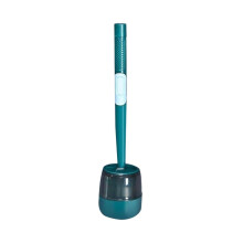 Silicone Toilet Brush with Holder, Long Handle Design, Wall Mounted Bathroom Cleaning Set