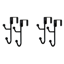 4-Pack över Dörrkrokhängare, Robust Metall Dubbelkrokhängare för Hängande Rockar, Hattar, Dräkter, Handdukar, Svart