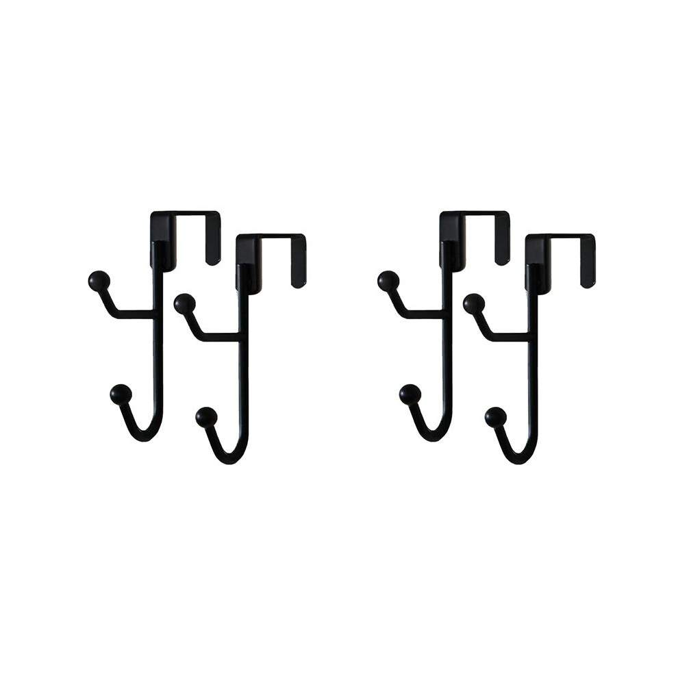 4 Pack Over The Door Hooks Hanger, Sturdy Metal Double Hook Hanger For Hanging Coats, Hats, Robes, Towels, Black 6032603705499