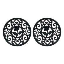 2pcs Kitchen Silicone Coasters Heat Resistant Placemat-Black