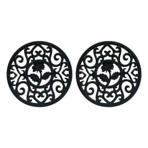 2pcs Kitchen Silicone Coasters Heat Resistant Placemat-Black