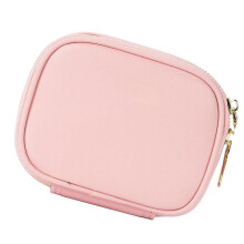 Travel Makeup Bag With LED Mirror,Leather Cosmetic Bag-Pink