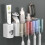 Toothbrush Holder Set with Integrated Toothpaste Squeezer, Wall Mounted FourCup Bathroom Organizer 1