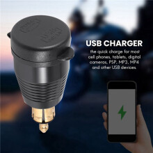 2X Motorcycle DIN Plug Waterproof Charger to QC3.0 USB Charger & Type C 30W Power Delivery Adapter Socket