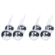 8PCS Disco Cups Unique Cocktail Glasses Bar Tools Party Glasses Flashlight Straw Wine Goblets Drink Cups Silver