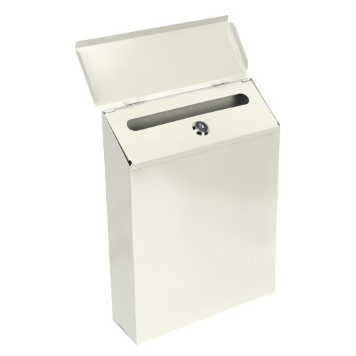 Rustic Wall Mounted Mailbox with Secure Locking System Weatherproof Beige Metal Mail Box for Home