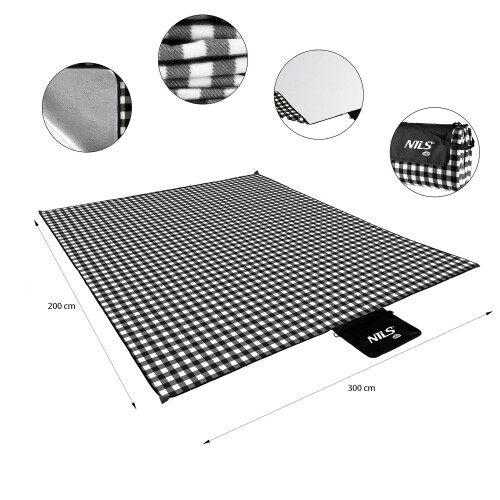 Picnic Mat, White-Black, 300x200 cm, PE + ALU 1