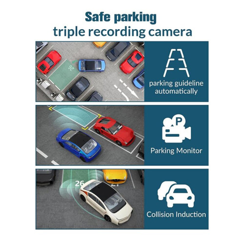 1080P Car Dash Camera Front and Rear Inside,2.0 Inch IPS Screen,Night Vision,G-Sensor,Loop Recording,24H Parking Record 2