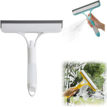 3 in 1 Window Squeegee with Spray Bottle, Streak Glass Cleaner for Car Home Mirrors, White