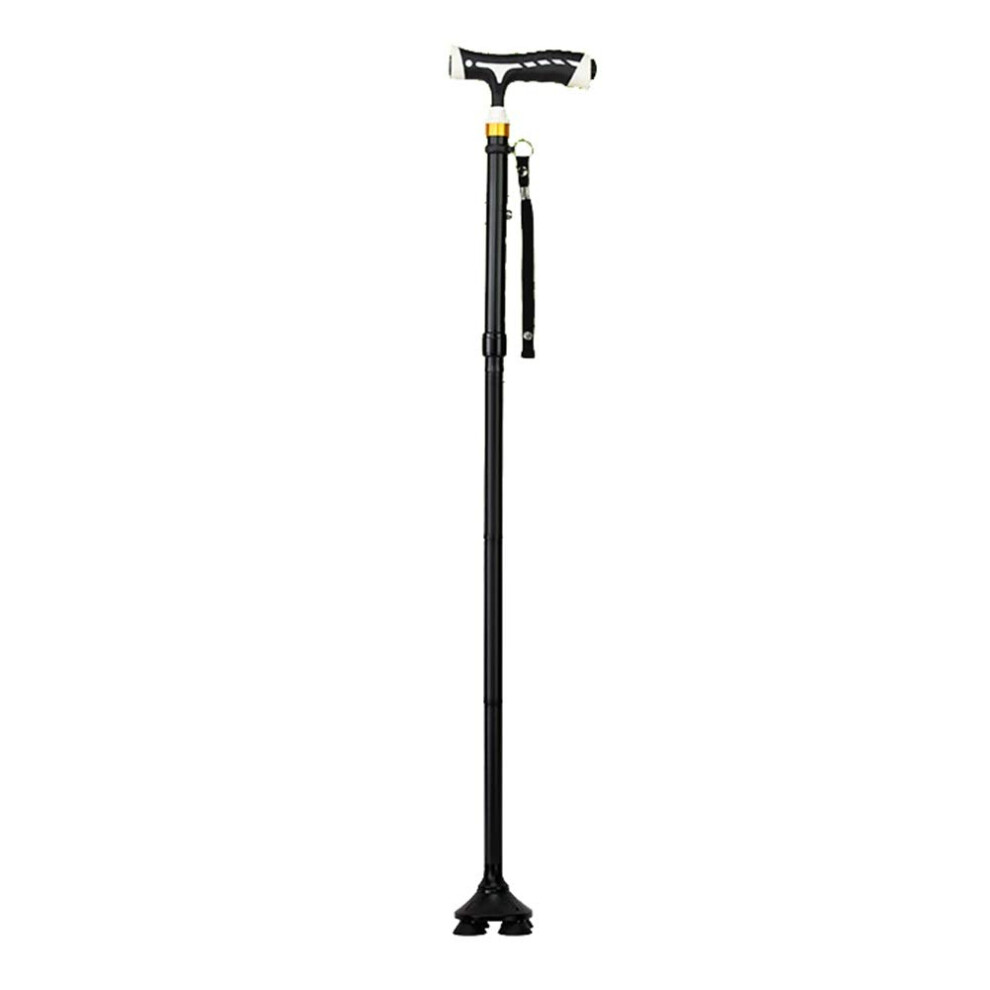 Folding Walking Cane with LED Light, Adjustable Height Aluminum Alloy Walking Stick for Men and Women Black