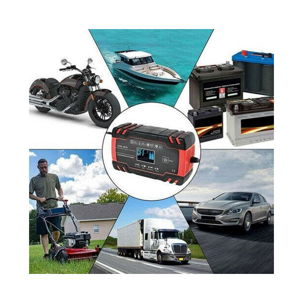 12V 24V Smart Automatic Car Battery Charger Jump Starter Pulse 8A Repair Agmgel 696977094809
