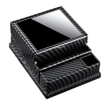 Automatic Cigarette Case with Lighter Holder, One‑Click Dispense, 40‑Cigarette Capacity Carbon Fiber Box for Car and Office