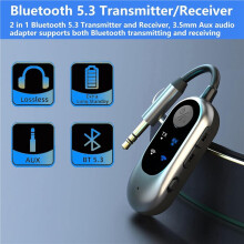 2X Wireless Audio Transmitter for Headphones 3.5mm Audio Jack Adapter for TV, Airplane, Car, PC, Gym Equipment