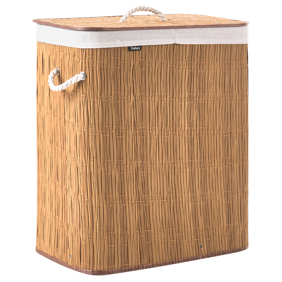 Beliani Laundry Basket With Lid Arraias Fabric Brown 100 L