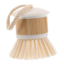 Bamboo Dish Brush with Handle and Built‑in Soap Dispenser, Palm Scrubber for Pots and Pans Set