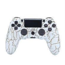 (White Halloween, White) For PS4 Wireless Bluetooth-compatible Gaming Controller Dual Vibration Gamepad with Speaker and Head