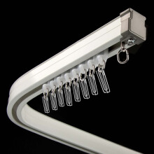 Curved Curtain Track Ceiling Wall Mount with Smooth Glide Hooks, White Rail for Bay Window RV Divider