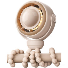 Draagbare Kinderwagenventilator, Knelbestendige Babyventilator met 10 Uur Batterijduur, Stille -Ventilator met Clip, USB-C Oplaadbaar, Beige