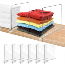 1set/6pcs Wardrobe Organizer and Storage Organizer, Transparent Bookshelf Divider, Vertical Wardrobe Organizer