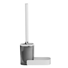 Clear Toilet Brush and Holder Set, 2in1 Design with Ventilated Holder for Bathroom Deep Cleaning