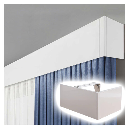 Aluminum Curtain Pelmet Box 2.2m Light Blocking Adjustable Cornice Board for Clean Window Appearance