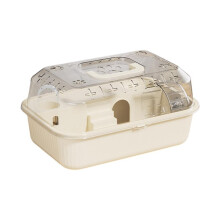 Kleiner Haustierbehälter, Hamstertransportbox, Käfig für Rennmäuse, Meerschweinchen, Hamstertransportbox, Reisekäfig, Beige
