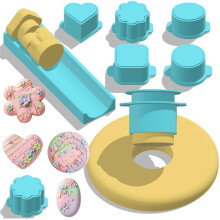 6 PCS Cake Mold Set with Tray, Heart Square Cloud Oval Round 3D Printed Cake Cutter and Pusher, Baking Molds
