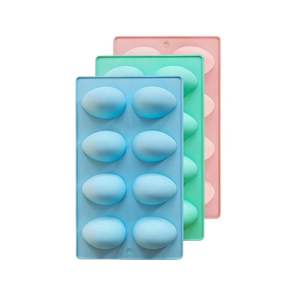 3-Pack Egg Shaped Silicone Molds for Baking, Jello, and Chocolate - Oven Safe, Multi-Purpose